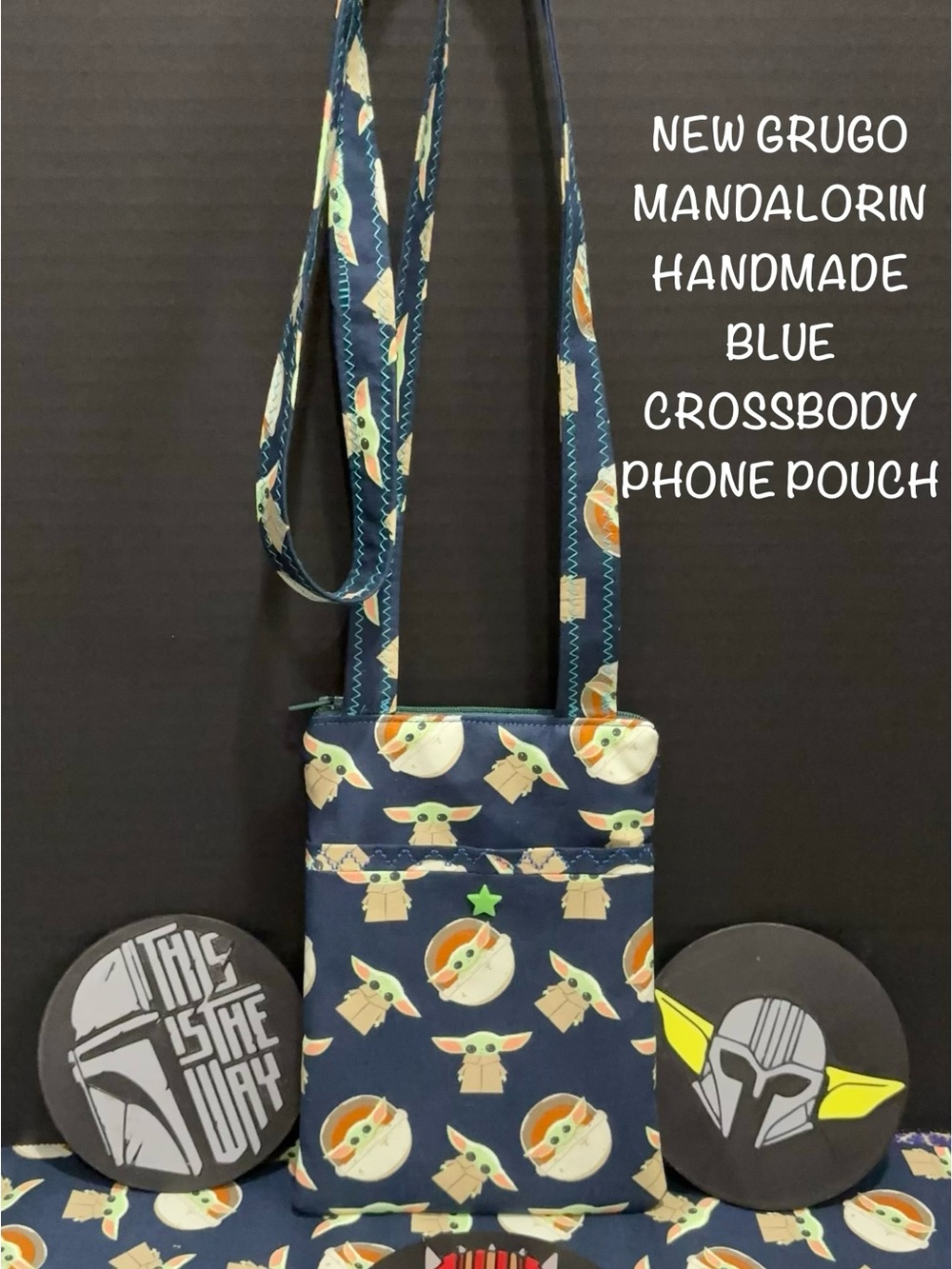 NEW GRUGO MANDALORAIN MILLENNIUM FALCON STARWAR HANDMADE CROSSBODY PHONE POUCH